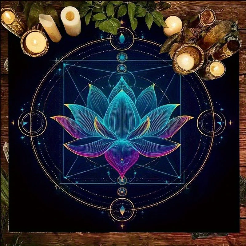 Bohemian Mandala Lotus Flower Table Runner Boho Chic Spiritual Crystal Energy Decor for Home Altarpiece