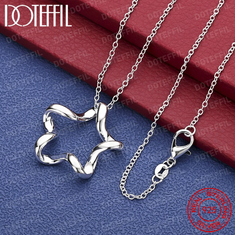 

925 Sterling Silver Starfish Pendant Necklace For Women Fashion Wedding Engagement Jewelry