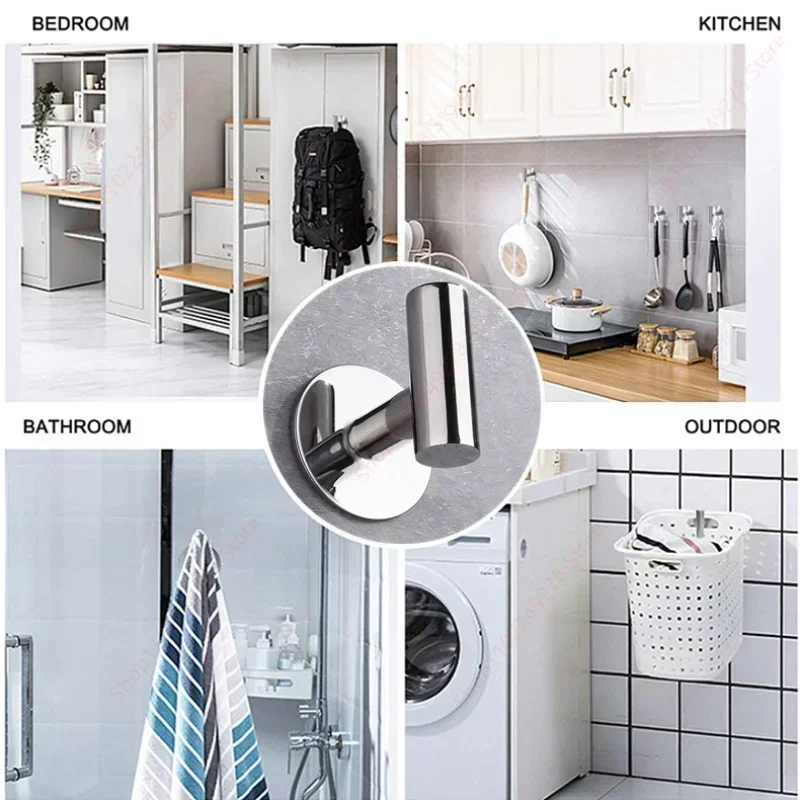 2Pcs Stainless Steel Silver Wall Hanging Hook Bathroom Hardware Set Towel Rack Toilet Paper Holder Organizer Towel Bar Accessor