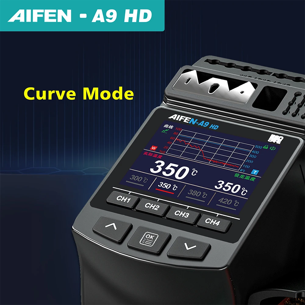 محطة لحام حديد AIFEN A9HD 180 وات مثالية للحام الإلكتروني مع محطة لحام بمقبض حديد لحام C210 C245