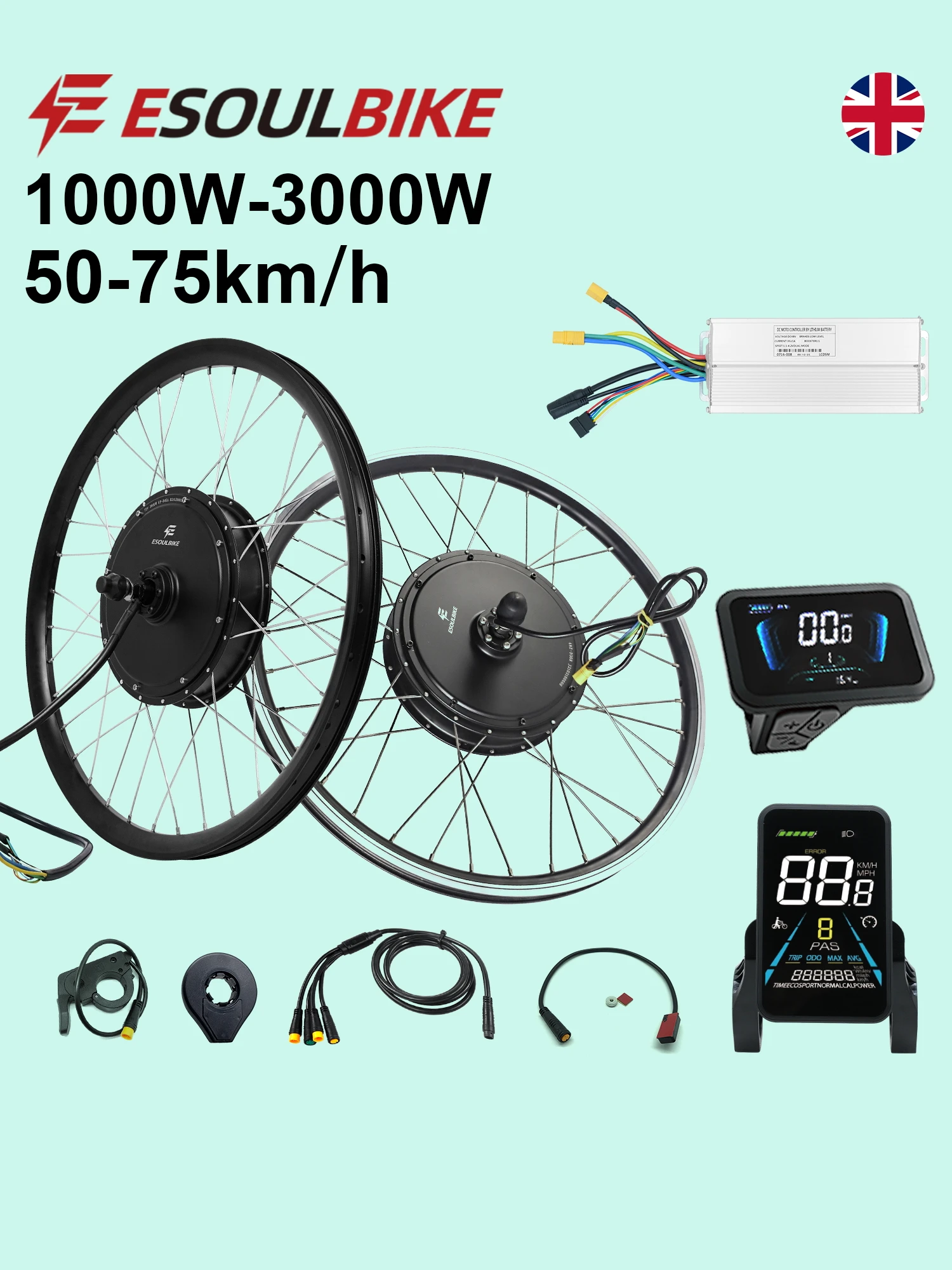 AliExpress ESOULBIKE 48V 1500W 1000W electric bike conversion kit 72V 3000W 52V 2000W ebike kit Rear Wheel Hub Motor 26 Inch 27.5/28/29/700