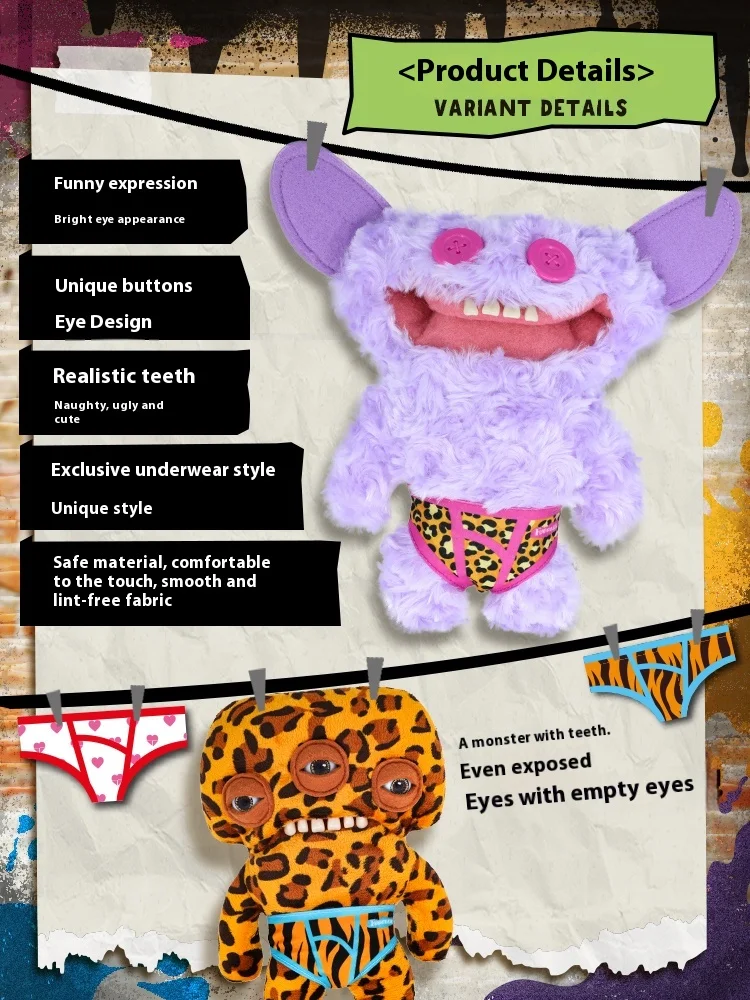 Originele Fuggler Tiener Monster Pluche Pop Funk Tiener Schat Lelijk Monster Leuk Speelgoed Sleutelhanger Serie Pluche Pop