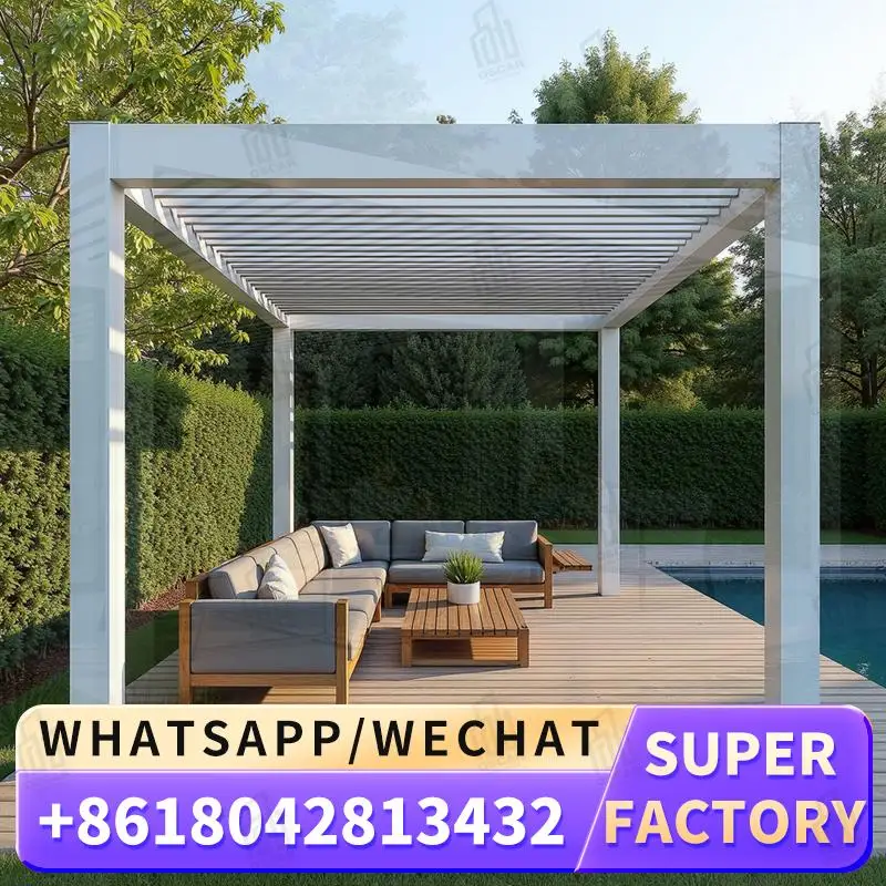 

Waterproof Motorized Louvered Roof Outdoor Aluminum Pergola with Customization and Motorization for Gardens Patios Backyards per