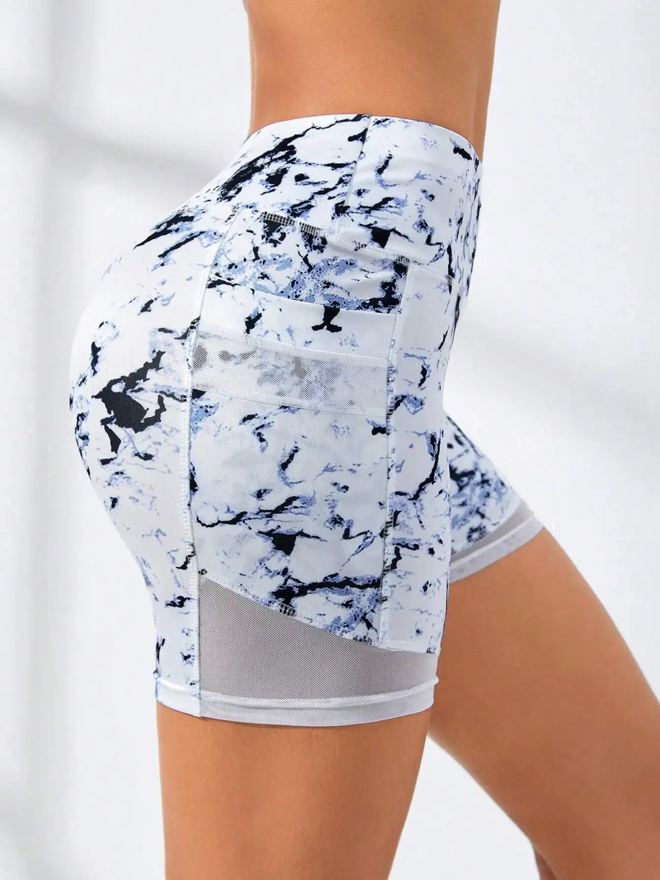 

Solid Color Waist Cinched Pockets Casual Sports ShortsWomen Sweat Short, Gym Short, Biker Short