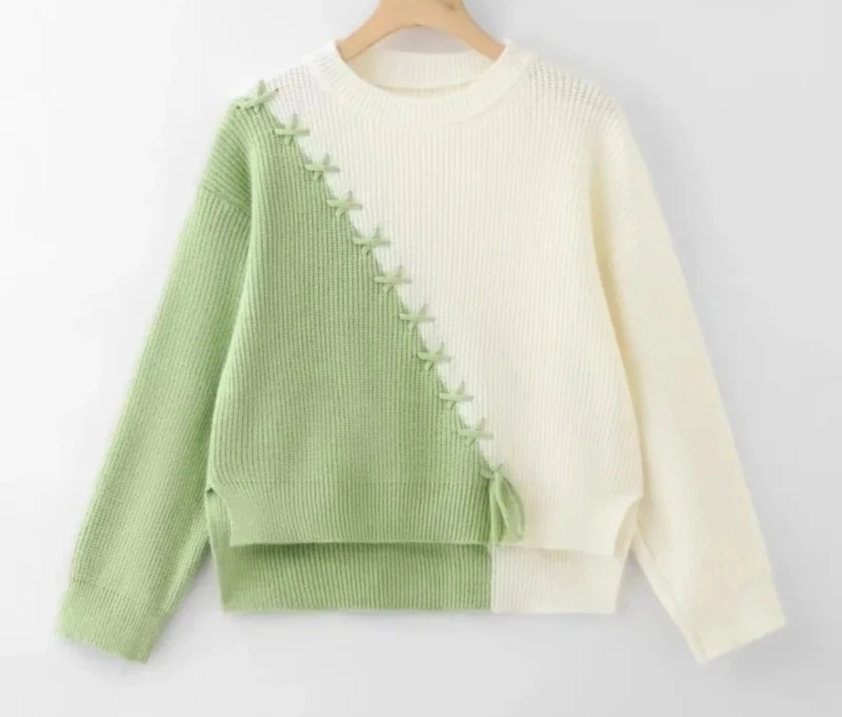 سترة نسائية فضفاضة قصيرة خارجية جديدة تحجب الألوان ورقبة دائرية سترة عصرية بأكمام طويلة #2