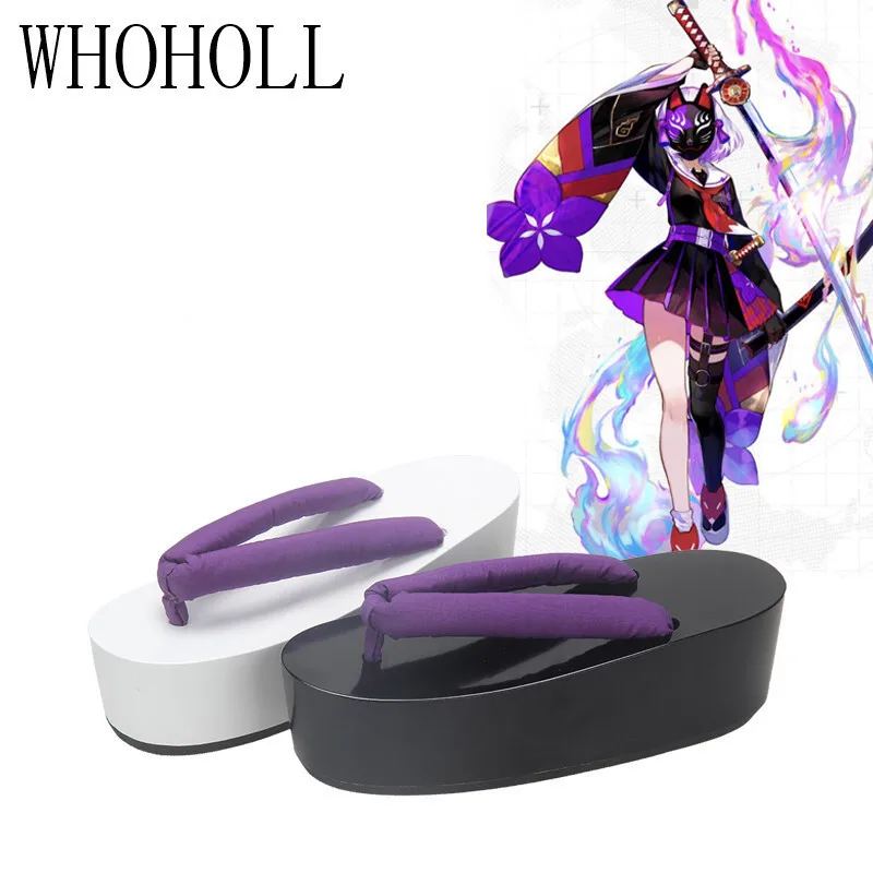 

WHOHOLL Geta Japanese Anime Cosplay Clogs Shoes Women Slipper Thick Bottom Wood Flip Flops for female