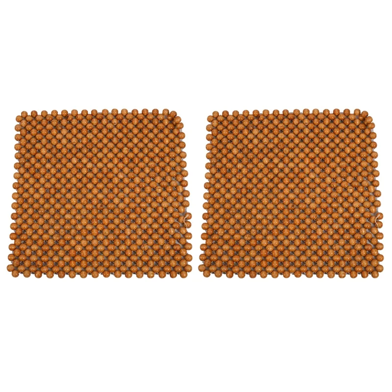 2X Muzhu poduszki na siedzenia samochodowe drewniane koraliki krzesło Art poduszka do masażu poduszki na siedzenia samochodowe pokrycie siedzenia samochodu koralik Pad beżowy