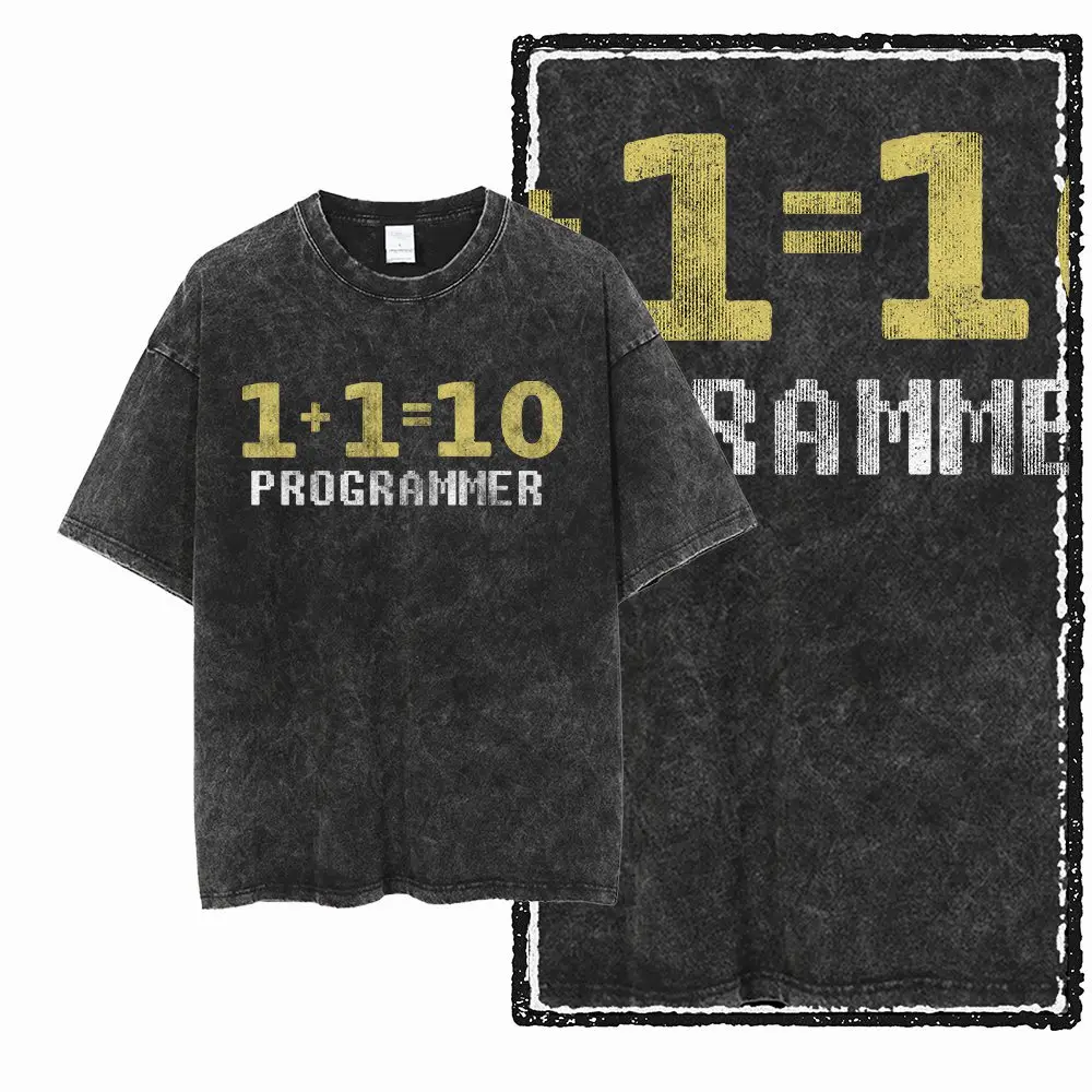 G71 Exclusive 100% Cotton Men's Big Size Programmer Graphic T-shirt | Acid Washed Streetwear Cool O-neck Men's Tee Tshirt