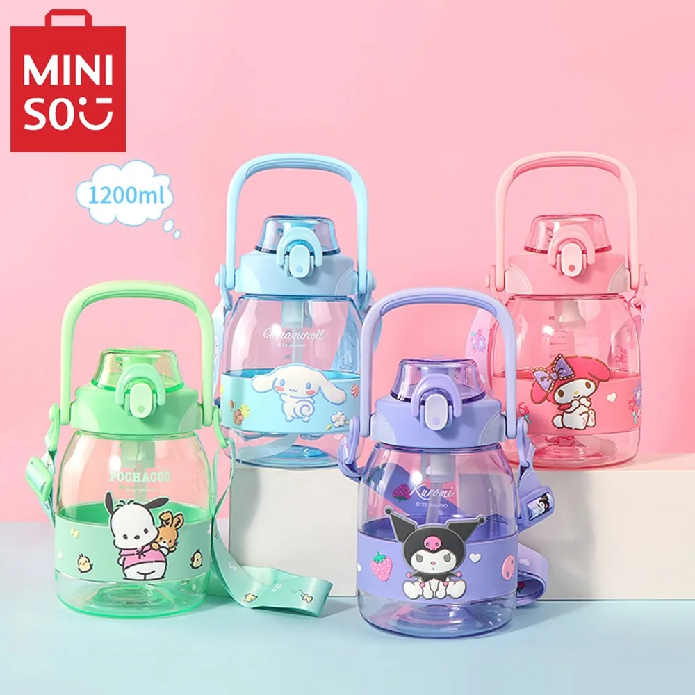 MINISO Sanrios Anime Cinnamoroll My Melody Pochacco Kuromi Tritan Material Water Bottle Cup Large Capacity Plastic Straw Cups