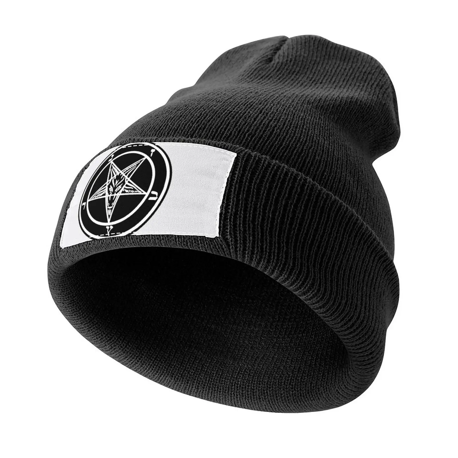 

Baphomet Goat Head Inverted Pentagram Occult Satanic Logo Baphomet Occult Black Sigil Knitted Hat Custom Cap Women's Cap Men's
