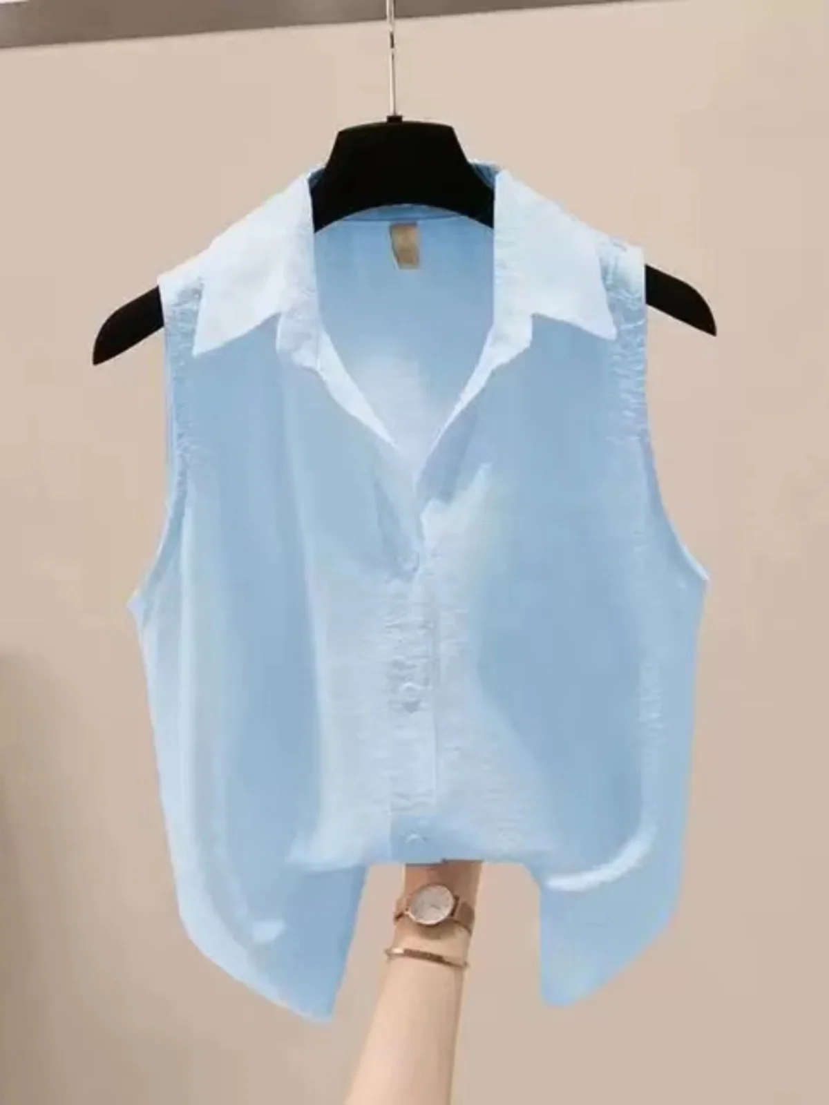 

Ele Summer New Sle Women's Svel Chiffon Vest irt Faionable Pure Color Versatile Outerwear Design Unique Top