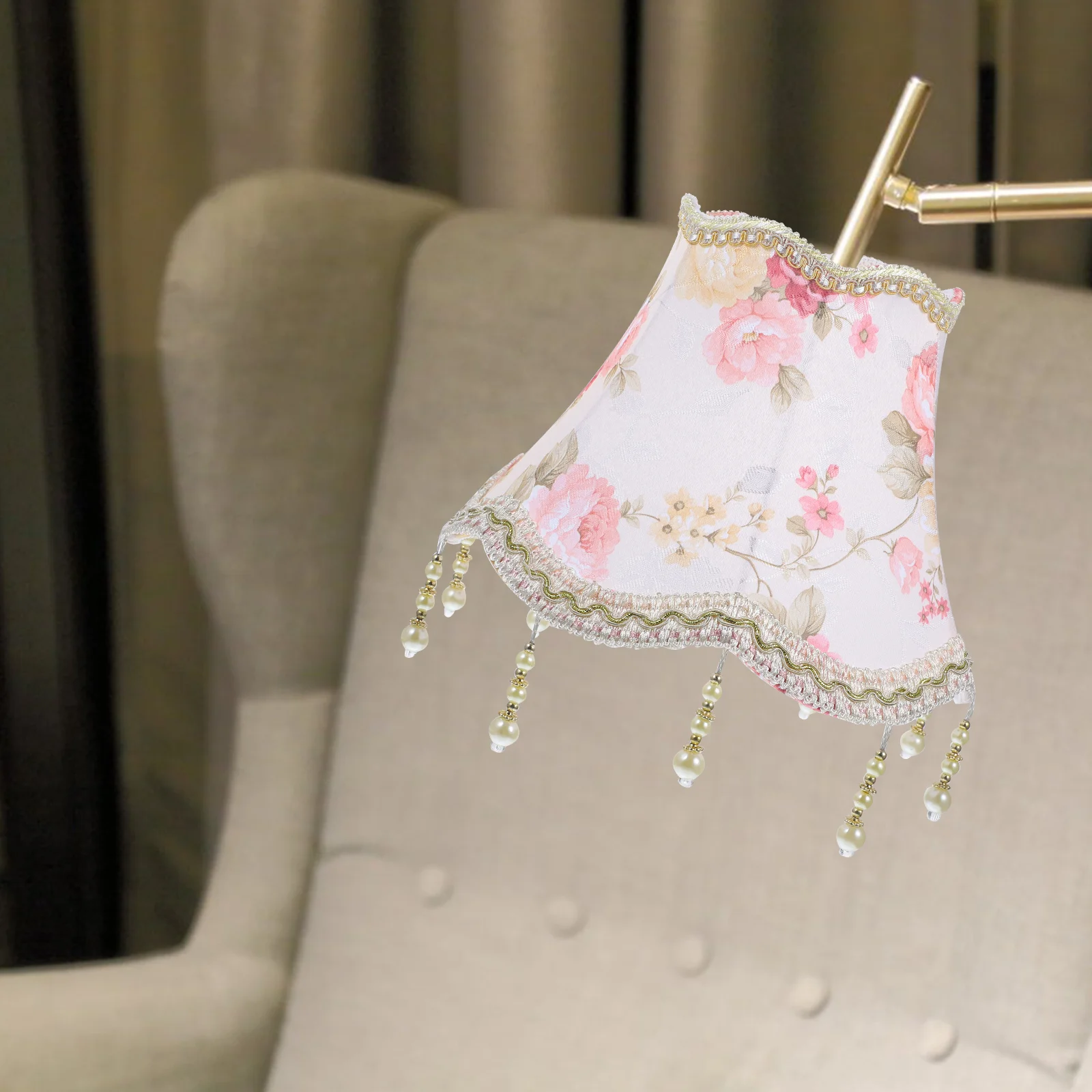 

Lamp Shade Room Decor Bell Shades Home Lampshade Desktop with Fringe Trim Scallop Table Lightbulbs