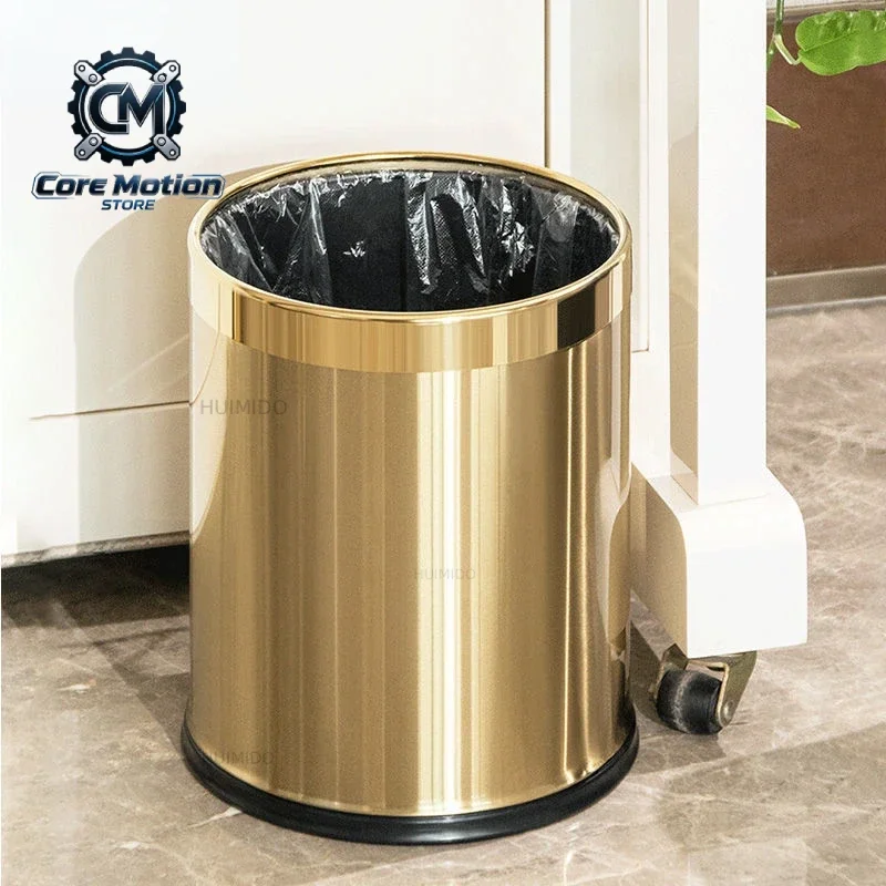 Luxury Golden Dustbin Morden Trash Can Odor Proof Waste Bucket Hotel Cleaning Tools for Home Kitchen Bathroom Living Room
