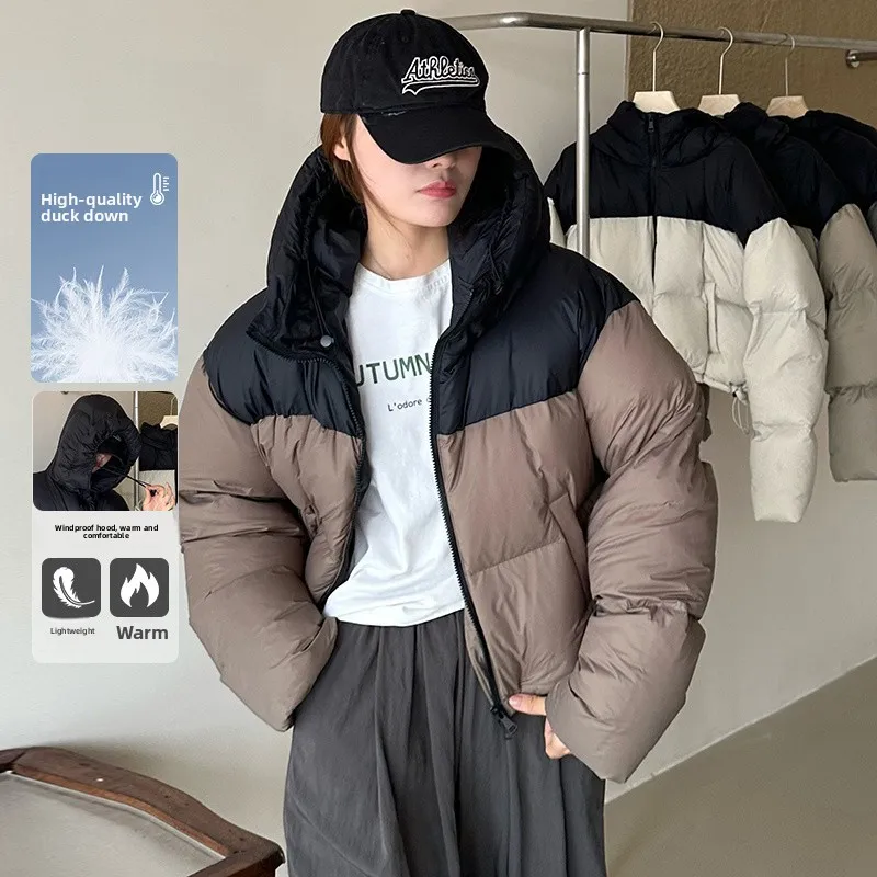 

Зимняя женская пуховая куртка с капюшоном, модная, универсальная, теплая, удобная, новая, в корейском стиле, на молнии