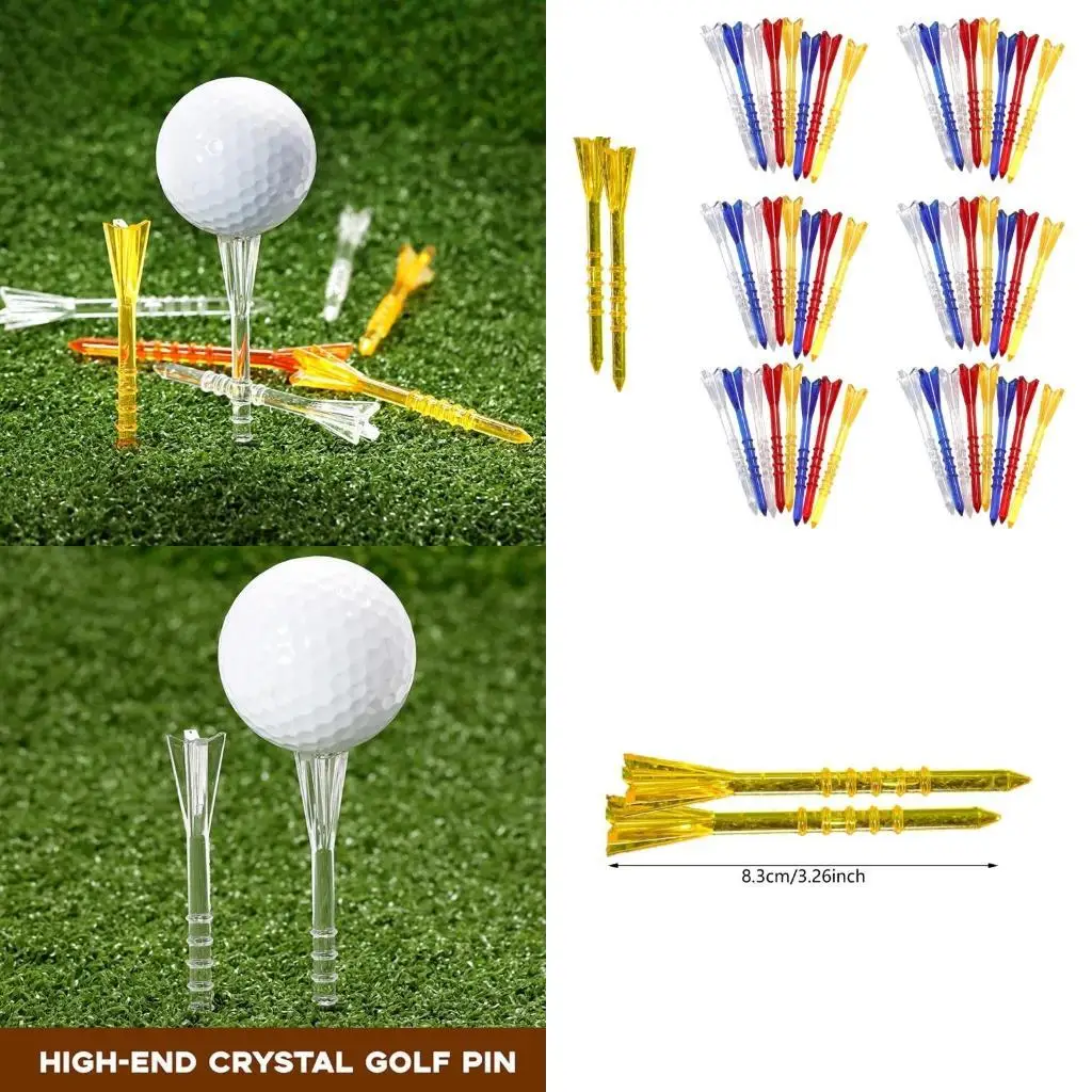 R6FE 50 Buah Kaus Golf Plastik Tahan Pecah 5 Cabang Kepala Bola Golf Berdiri Tahan Lama