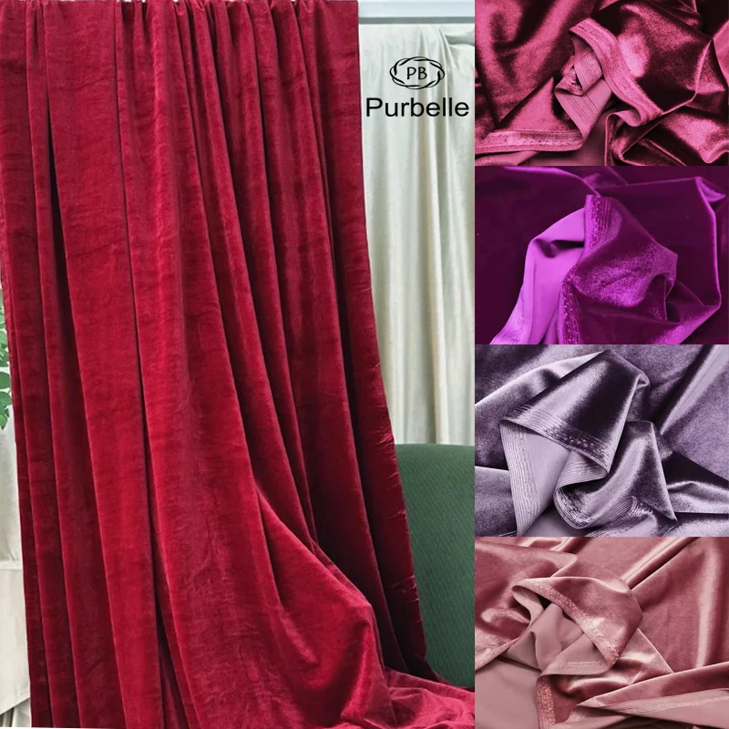 Red Velvet Fabric for Formal Dress Backdrops Wedding Party Decoration Curtain Cloth Drap Handmade DIY Material