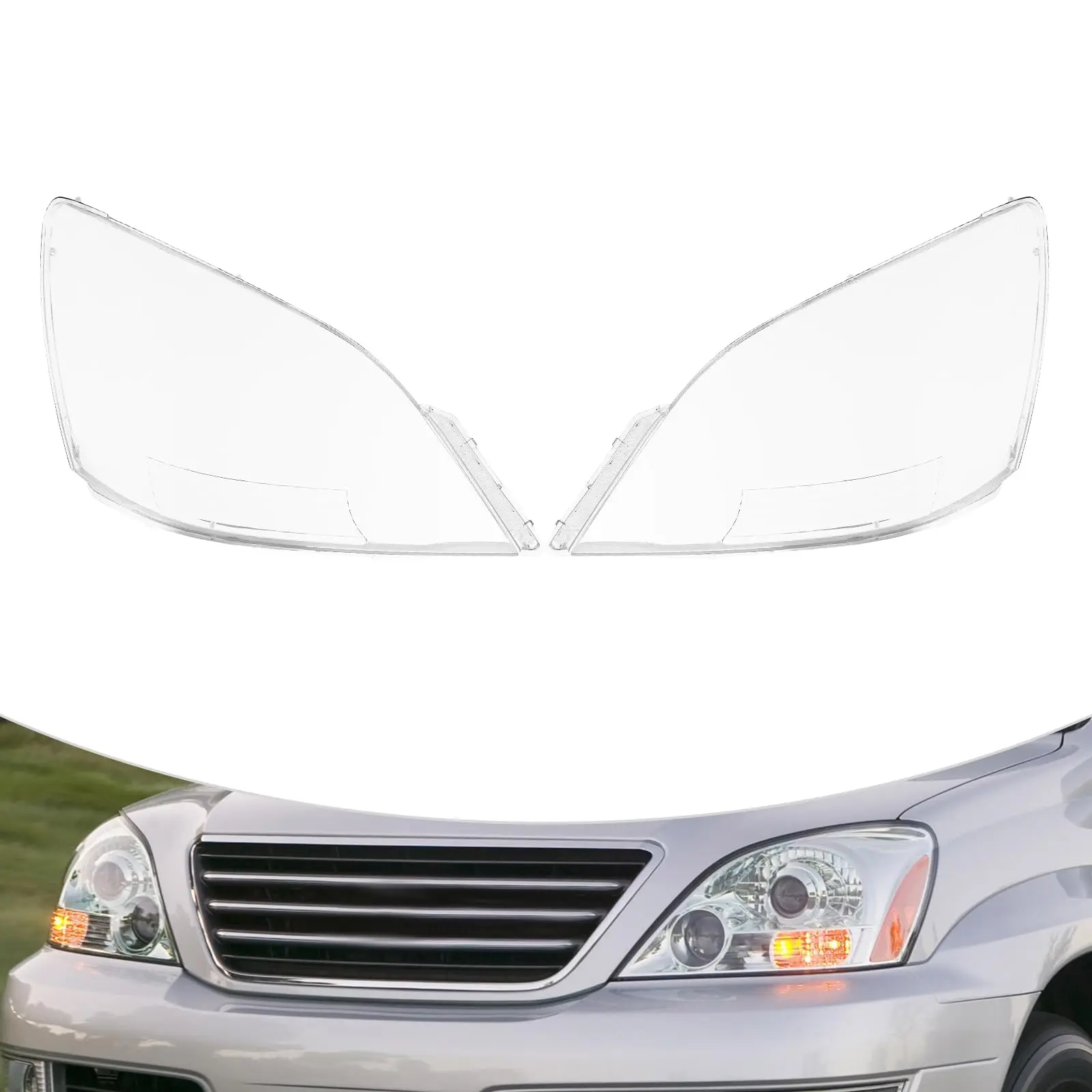 

Headlight Lens Cover, Driver & Passenger Side Headlamps Lampshade Lens Cover Pair Headlight Covers for Lexus GX470 2003-2009, Di