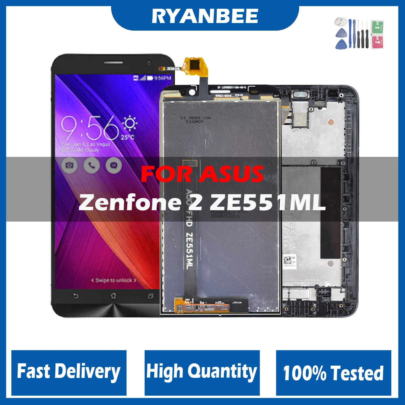 

5.5" LCD For ASUS Zenfone 2 ZE551ML LCD Display Touch Screen Digitizer Zenfone 2 ZE551ML LCD With Frame Replacement Z00AD