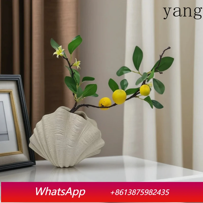 

Shell ceramic vase dining table decoration artificial flower decoration