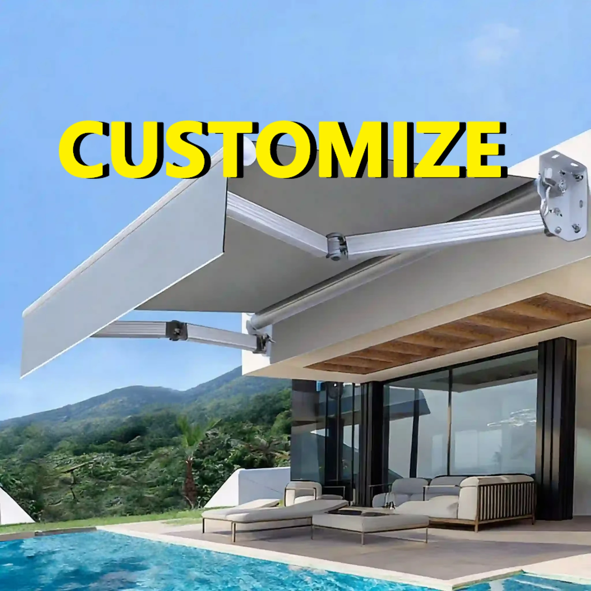

Any Size Custom Aluminum Retractable Awning Waterproof Sun Protection Terrace Balcony Patio Outdoor Heavy Duty Weather Resistant