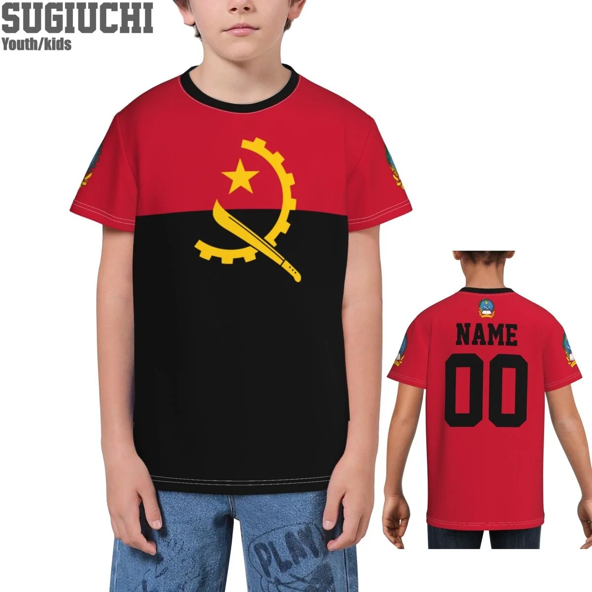 Nazwa własna numer Angola flaga symbol 3D koszulki dla dzieci młodzieży chłopiec/dziewczyna koszulki jersey piłka nożna kibice piłki nożnej prezent