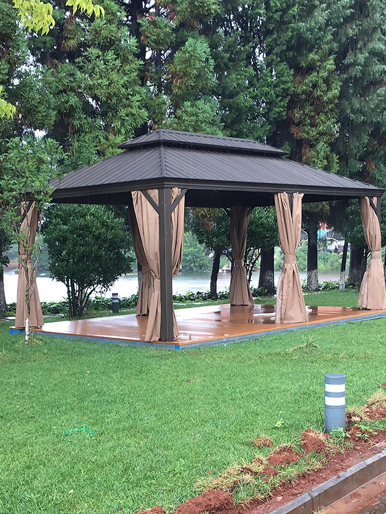 Gazebo, outdoor courtyard garden, aluminum alloy pavilion, sun room, yard awning, mobile house, pergola, four-corner tent