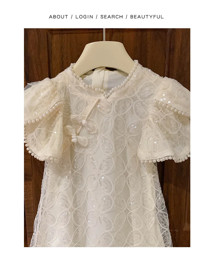 Girls Dress 2024 Summer New Fashion Little Girl White Fashionable sweat and gentle Princess Dress