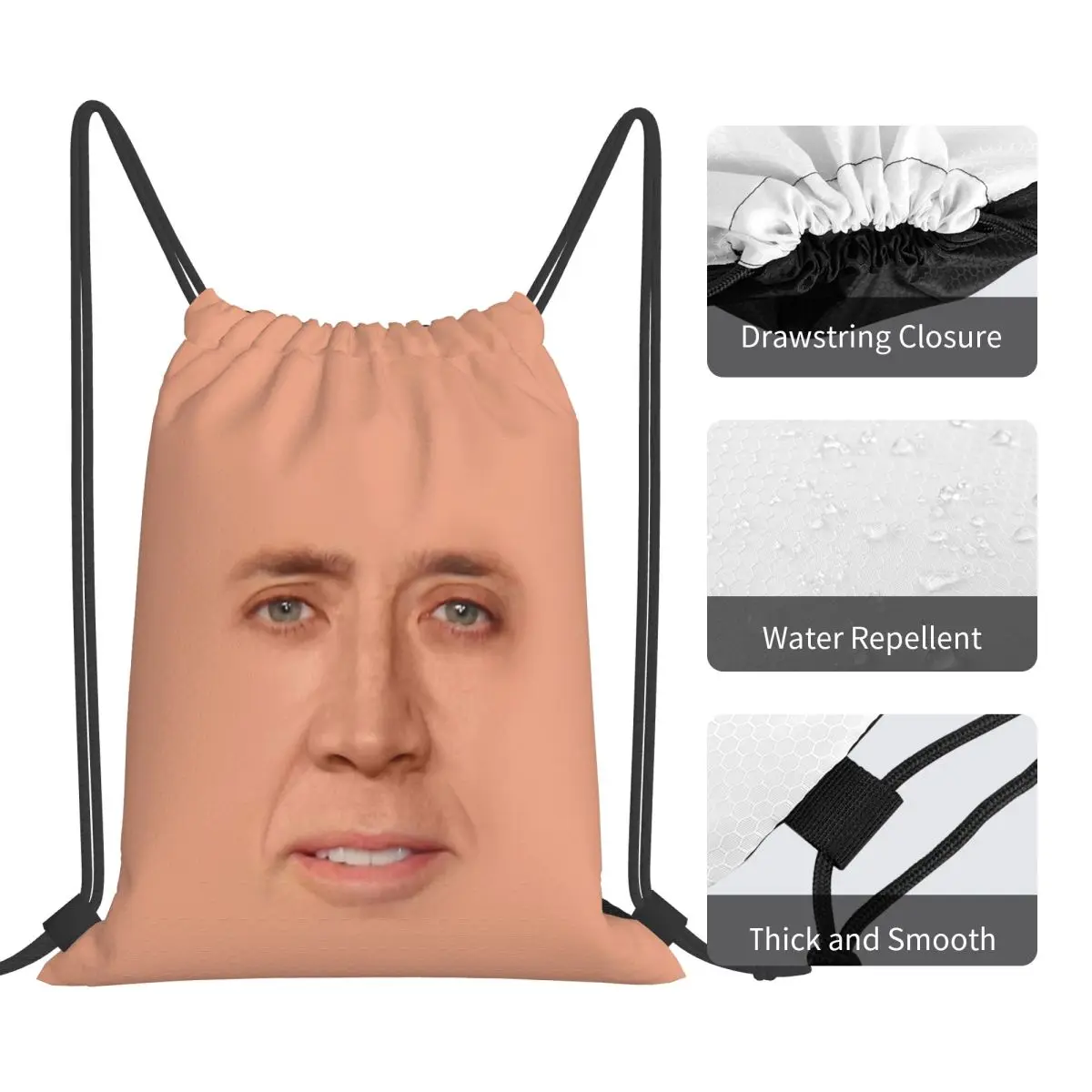 Nicolas Cage-mochilas faciales, bolsas portátiles con cordón, paquete de bolsillo, bolsa deportiva, bolsas para libros para hombre y mujer, escuela