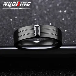 Black CZ High-quality Zircon Classic Men's Engagement Stainless Steel Ring 8mm Wedding Customized Jewelry Anniversary Gift