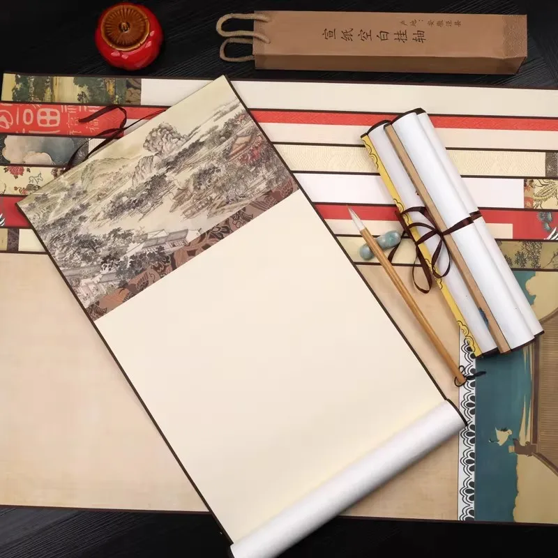 Chinese Hanging Scroll Xuan Paper, Wax Dyeing Half Ripe Rice Paper for Calligraphy & Painting, Blank Art Paper for Brush Writing