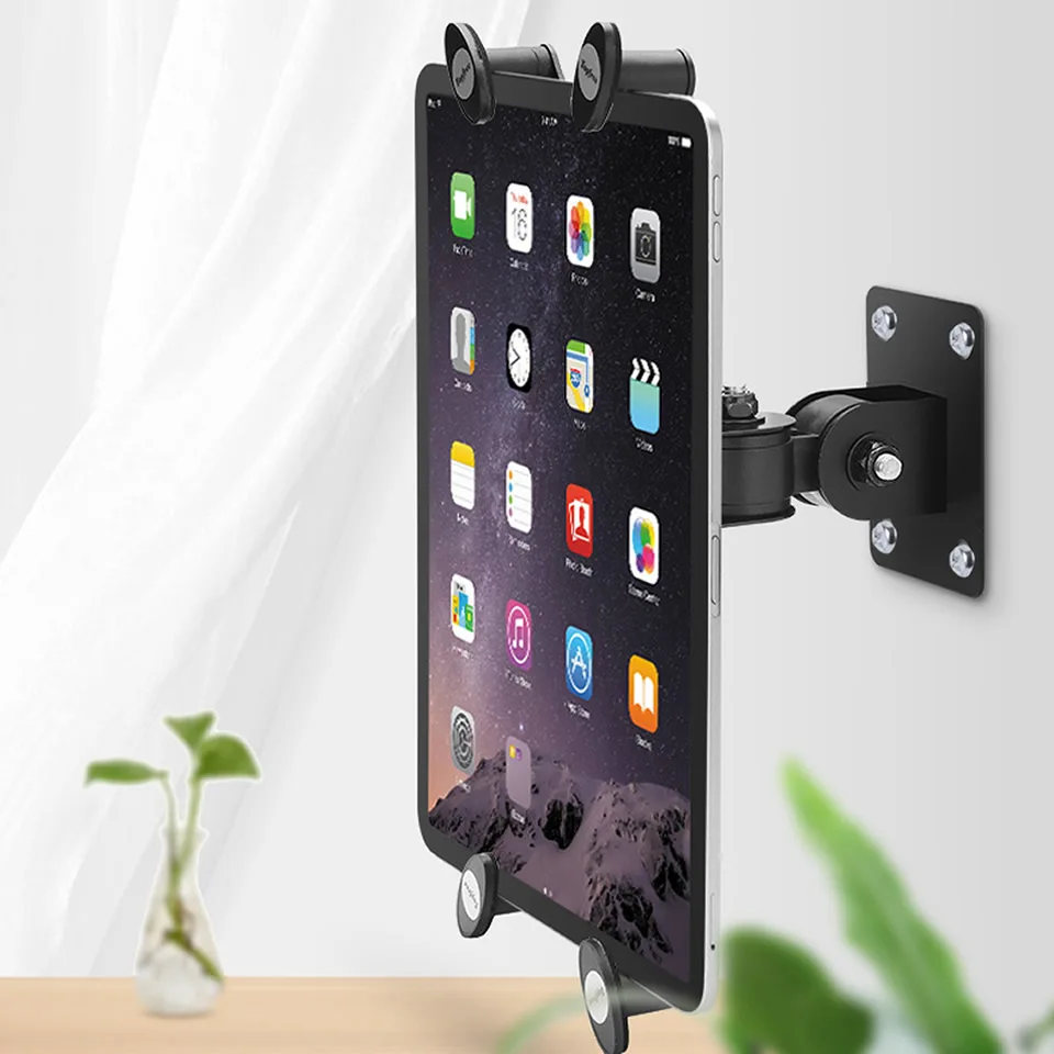 360° Rotation Wall Mount Tablet Holder Aluminum Alloy Wall Hang Bracket Stand for iPhone iPad Xiaomi Mipad Universal 7-13 inches