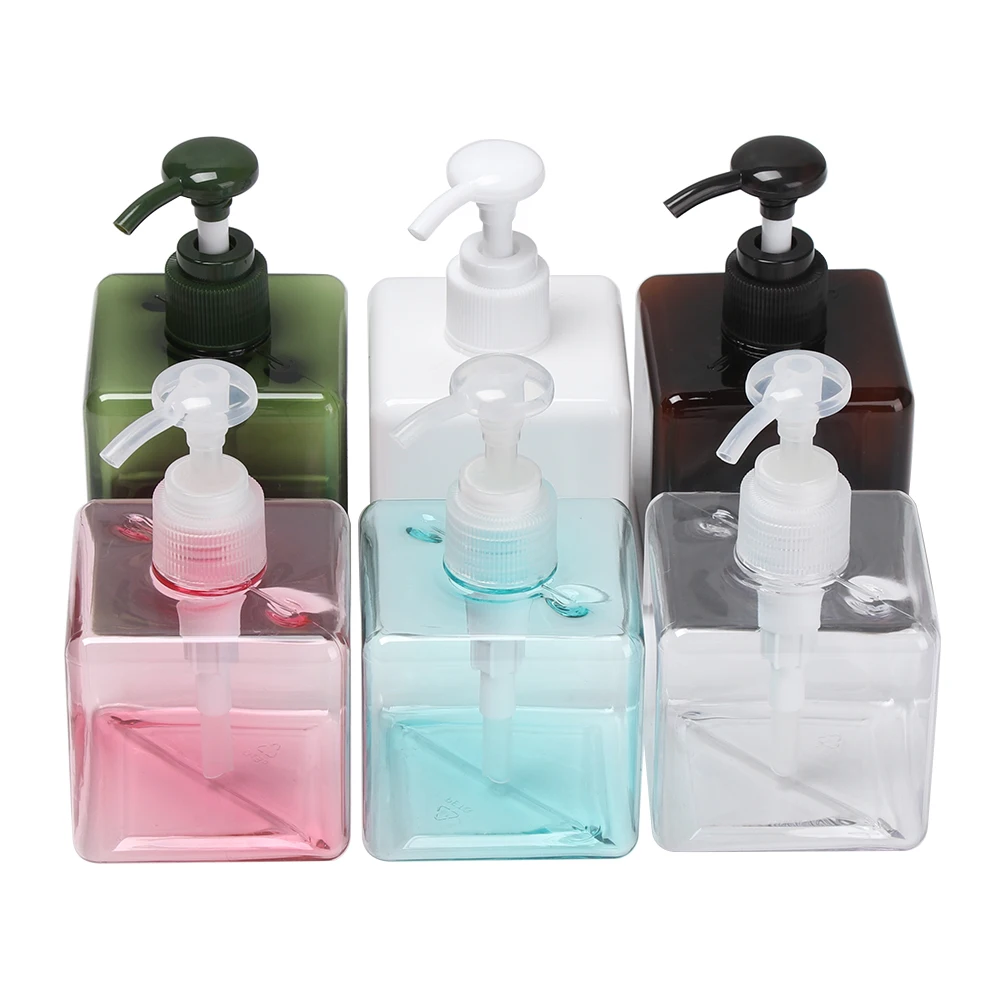 플라스틱 프레스 휴대용 보습 용기 사각형 비누 디스펜서 로션 병 핸드 펌프 샴푸 병