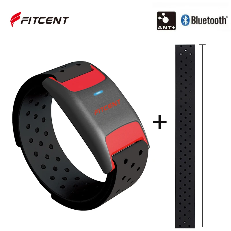 FITCENT Bluetooth ANT+ Rechargeable Heart Rate Monitor Armband + HR Sensor Arm Band Replacement Strap for Garmin Wahoo Zwift