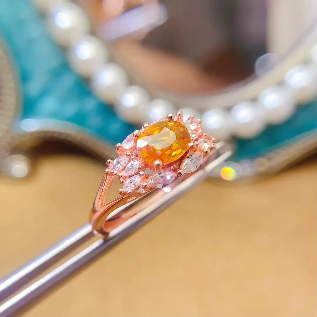 

Настоящее серебряное кольцо с кристаллами, кольцо с натуральным цитрином, 5 мм * 7 мм, 0,7 карата, цитрин класса VVS, ювелирные изделия из серебра 925 пробы с сертификатом