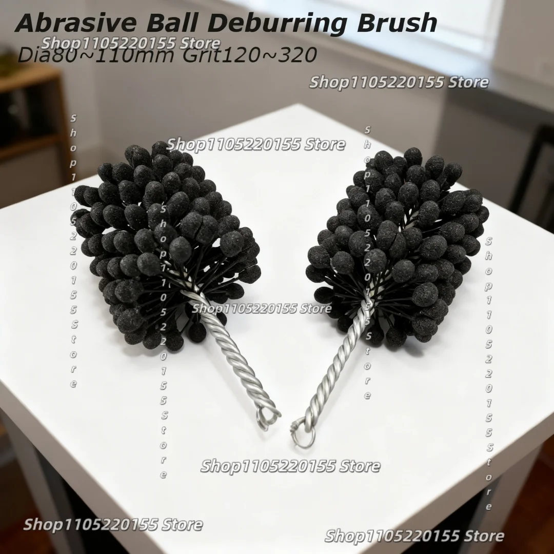 1pc Flexible Grit120~320 Abrasive Ball Deburring Brush Dia80~110mm Inner Hole Grinding Head Pipe Polishing Tube Cleaning Brush