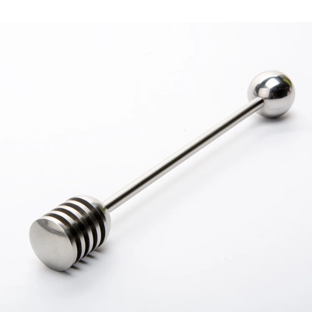 

1pcs Stainless Steel Honey Stirrer Round Bead Design No Spill Easy Clean For Honey Syrup Viscous Liquids Stirring Spoon Kitchen