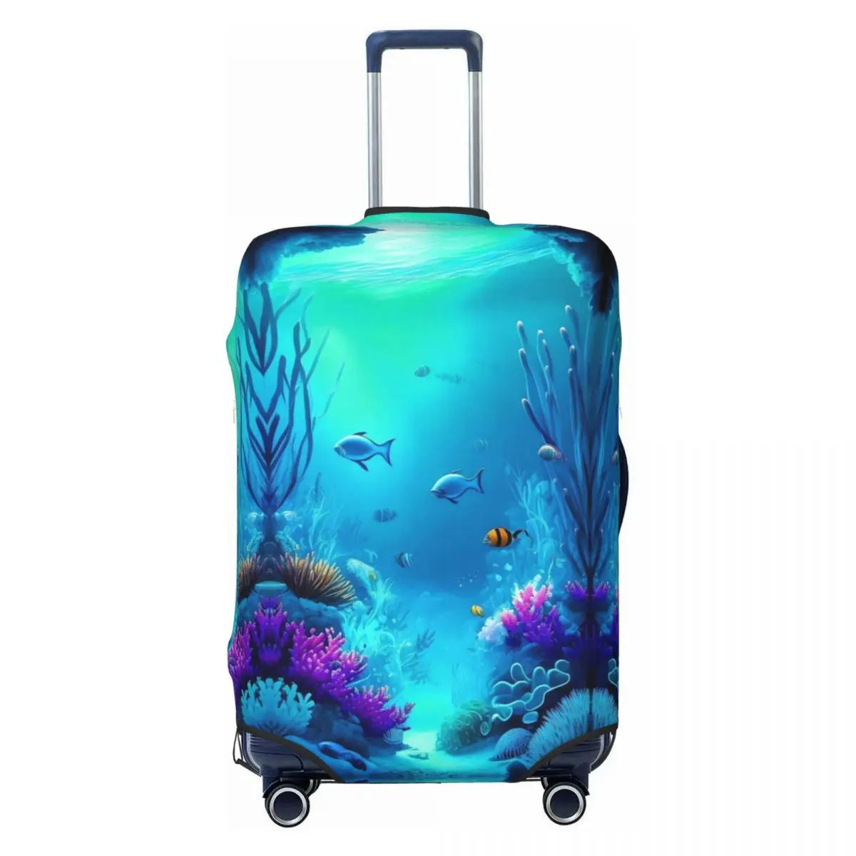 Fish Suitcase Cover Vacation Sea Life Print Elastic Luggage Case Business Protector