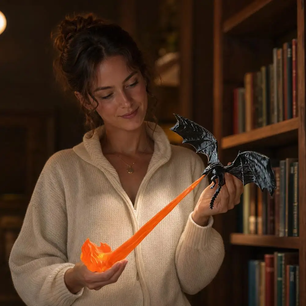 Dragon Bookshelf Nook Light 3D Printing Dragon Flame Book Nook Bookshelf Room Decoration Desktop Ornament Brithday Christmas