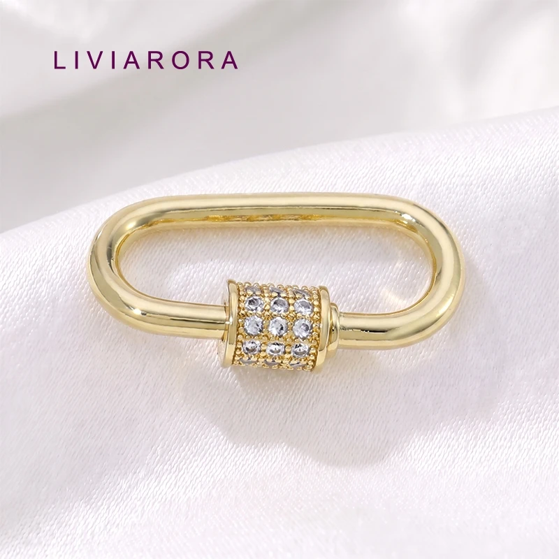 18K Gold Plated Brass Metal Rectangle Connector Clasps For Jewelry Making Inlaid Zircon Clasps For DIY Jewelry Making Supplies