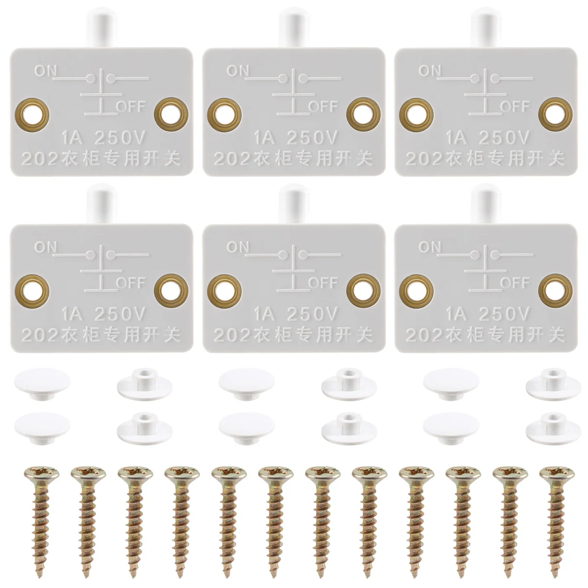 T79C 6Pcs Door Led Switch for Closet Light,Normally Closed Cabinet Electrical Lamp Switches,for Closet Pantry Cabinet White