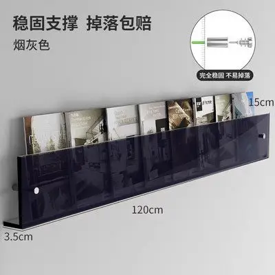 Acryl tijdschriftenrek voor wandmontage, transparante literatuurhouder voor deur of gang, slanke displayplank voor boeken en brochures