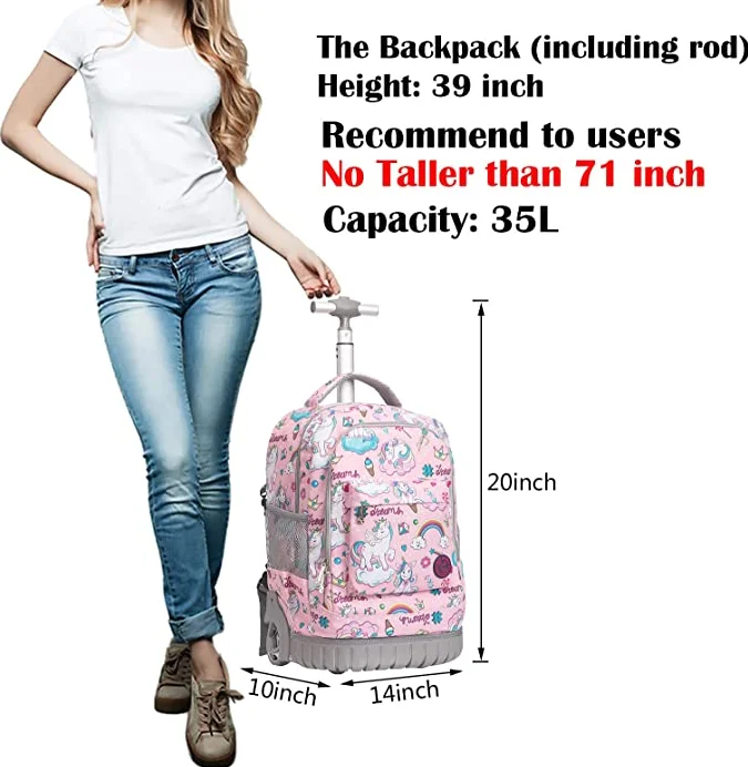 18 Inch Travel Rolling Luggage Suitcase For Girls Rolling Backpack Laptop Wheeled Backpack For teenagers Travel Trolley Luggage