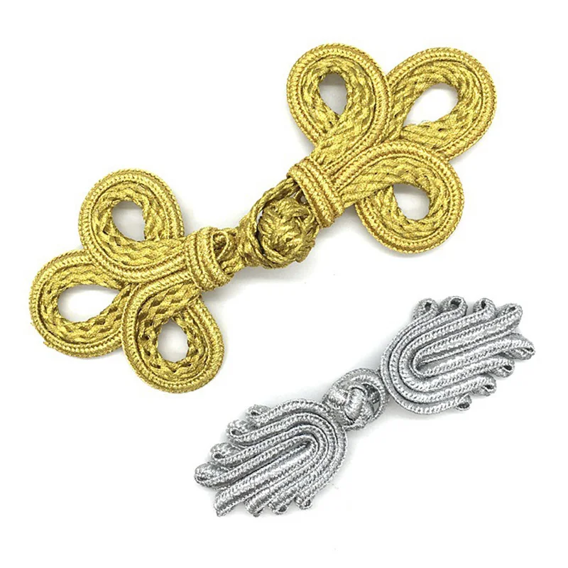 New Gold Chinese Frog Closure Knot Button Fastener for Bags Garments Cheongsam Tang Suit Decoration