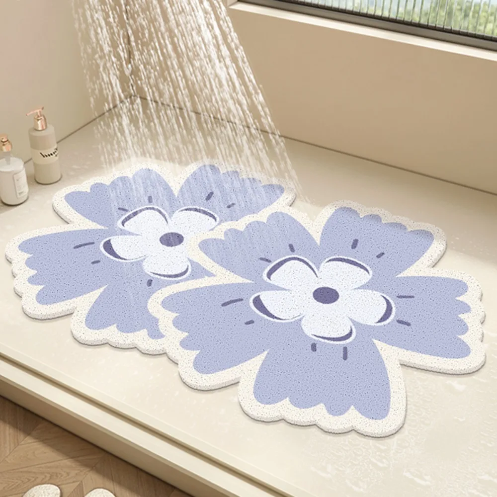 

Home Decoration PVC Flower Shape Bath Mat Non Slip Water Absorbent Bathroom Rug Quick Drying Hollow Floor Mat Living Room