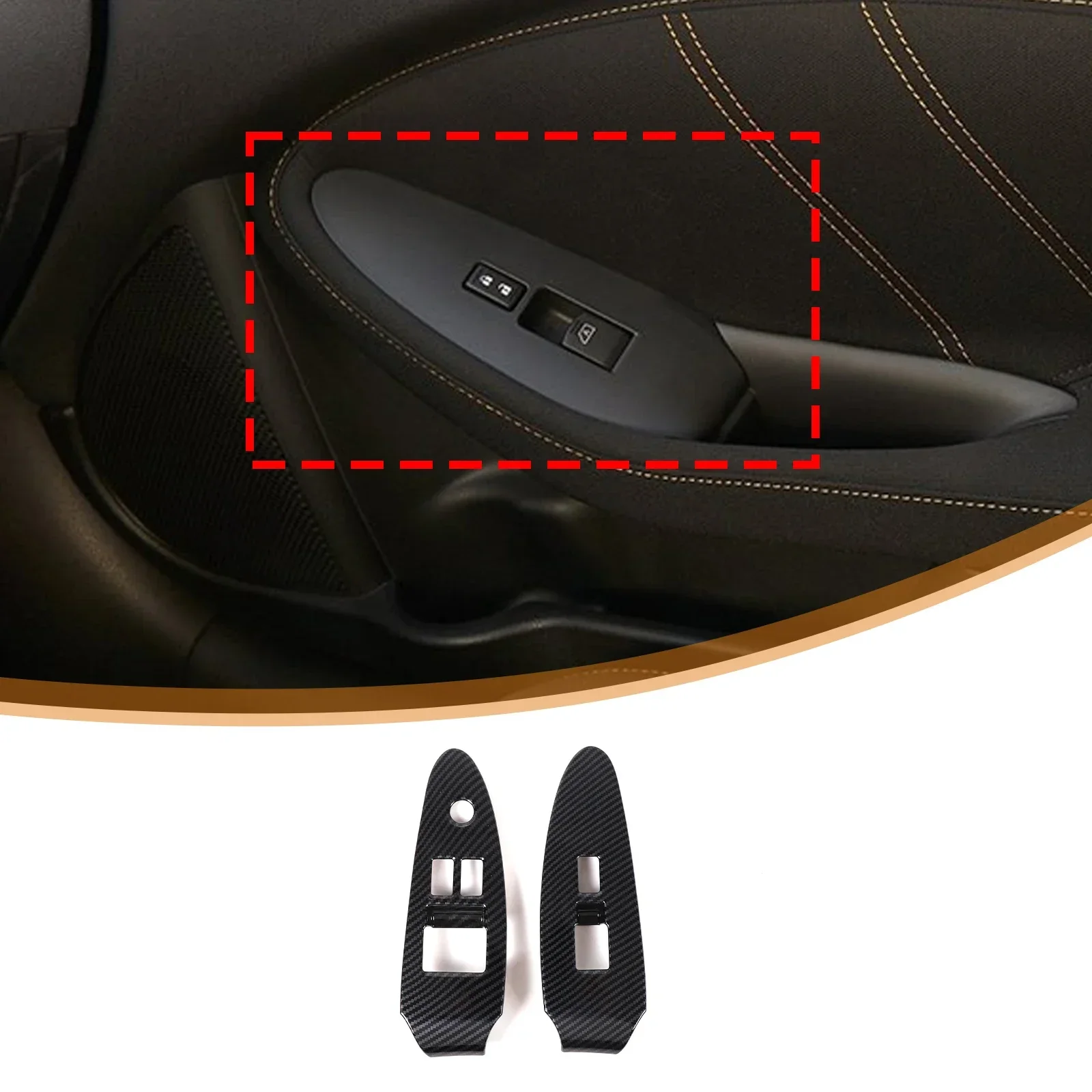 ABS Carbon Car Door Power Window Lift Switch Frame Cover For Nissan 370Z Fairlady Z Z34 2009-20 Interior Decorative Accessories