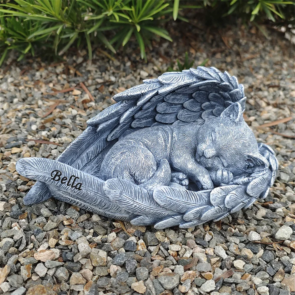 Personalized Cat Pet Memorial Stones Gifts Ornament, Pet Loss Sympathy Remembrance Gifts Cat Grave Markers Cat Statue