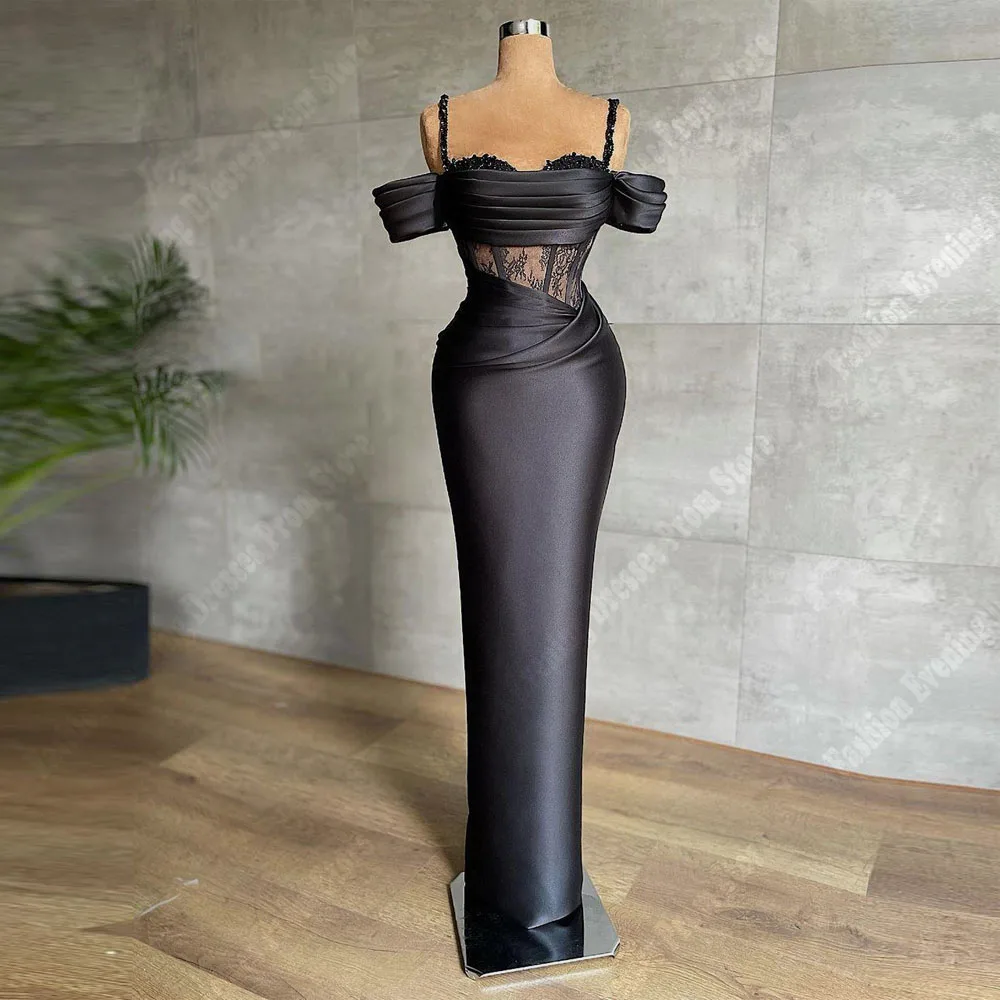 Off The Shoulder Satin Slimming Beach Women Sexy V-Neck Dresses Mermaid Long Sleeved Straps Fascinating Mopping Evening Dresses