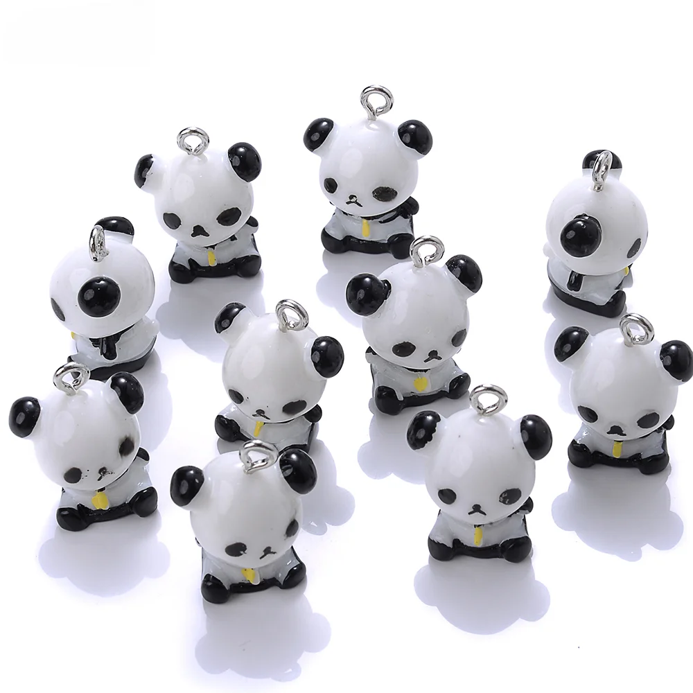 iYOE 5 Stück 15 x 19 mm Panda-Charms, schwarz-weißes Tier-Harz-Anhänger-Charm für DIY-Halskette, handgefertigtes Handwerk, Heimdekoration, Zubehör