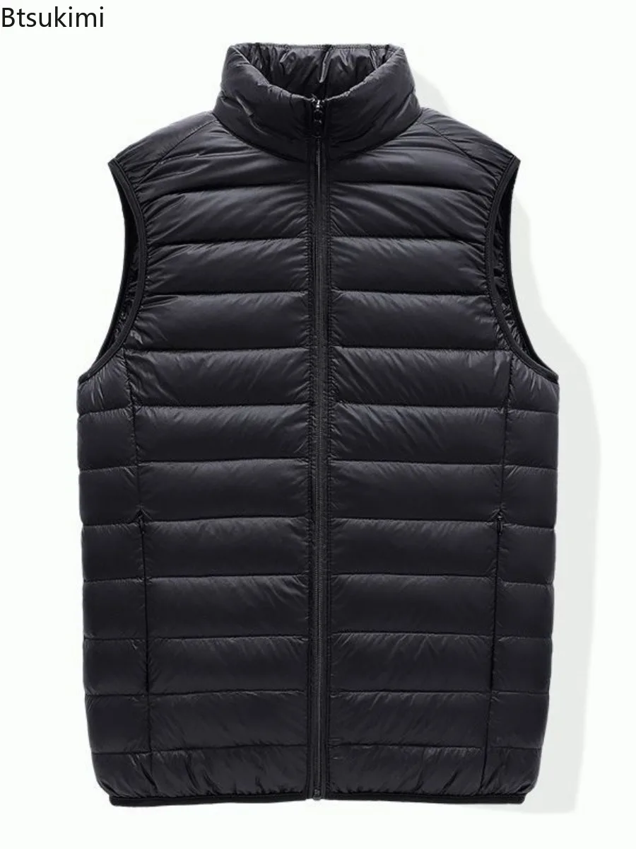 

2024Men's Winter Duck Down Vest Coat Ultralight Sleeveless Puffer Vest Jacket Man Stand Collar Windproof Duck Down Waistcoat Men