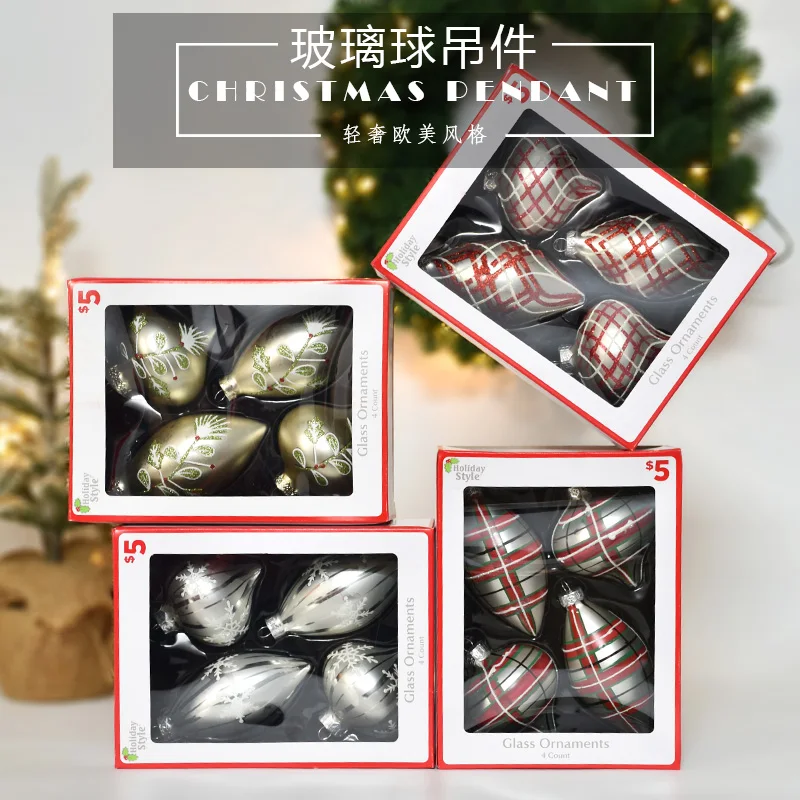 Christmas decoration glass painted double pointed onion